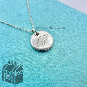 Tiffany & Co. 925 Silver Initial P Charm with Virgo 16" Necklace (pouch)